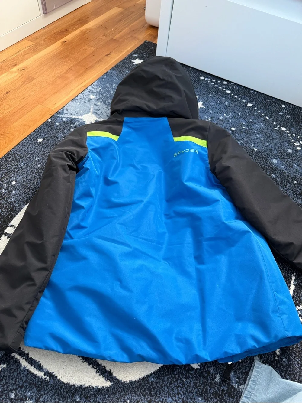 Spyder Boys Blue, Black & Lime Hooded Rain Jacket